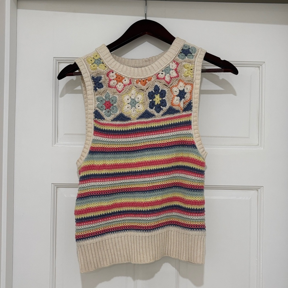 American Eagle Floral Crochet Sweater